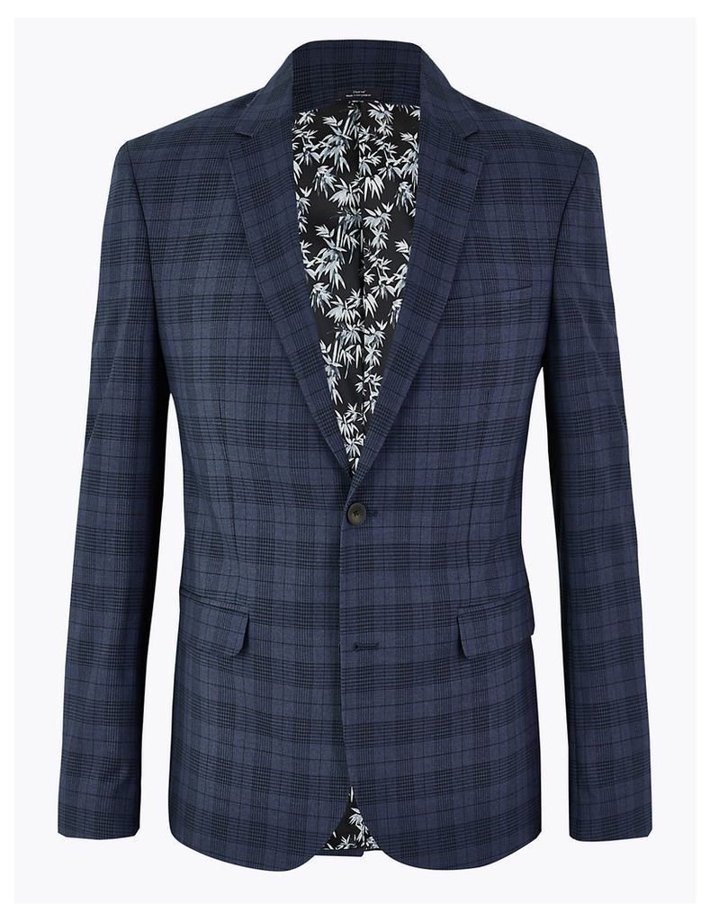 Limited Edition Blue Checked Skinny Fit Jacket