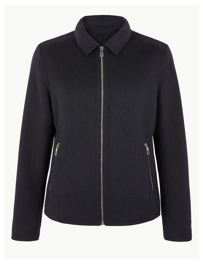 M&S Collection Brushed Wool Harrington Jacket