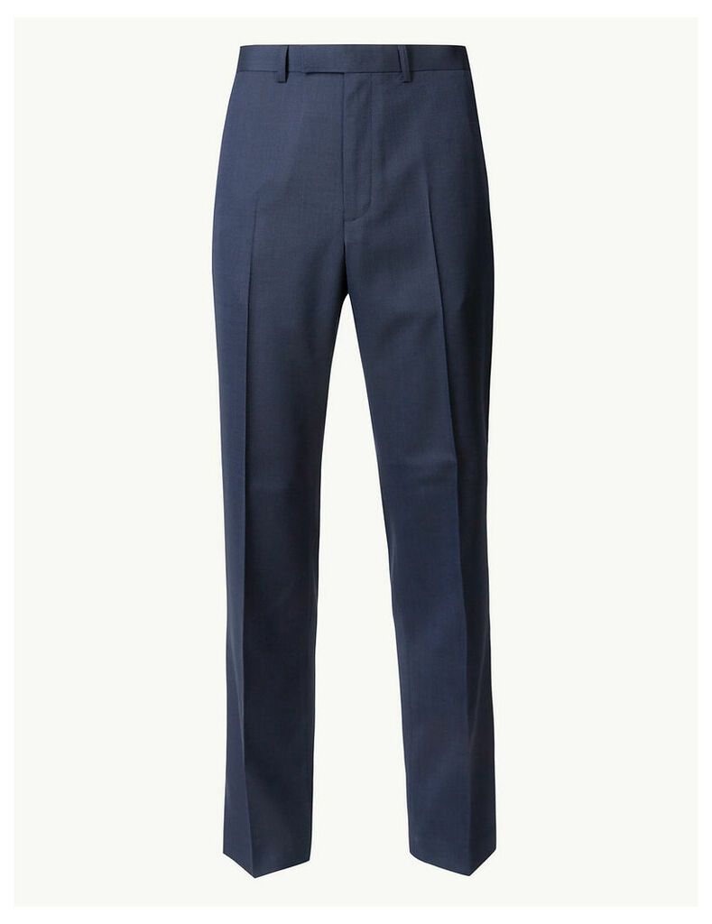 M&S Collection Indigo Textured Regular Fit Trousers
