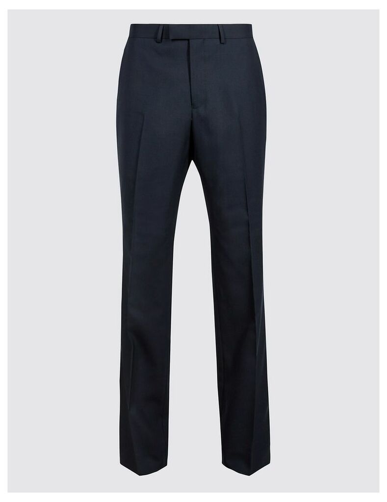M&S Collection Luxury Big & Tall Navy Regular Fit Wool Trousers