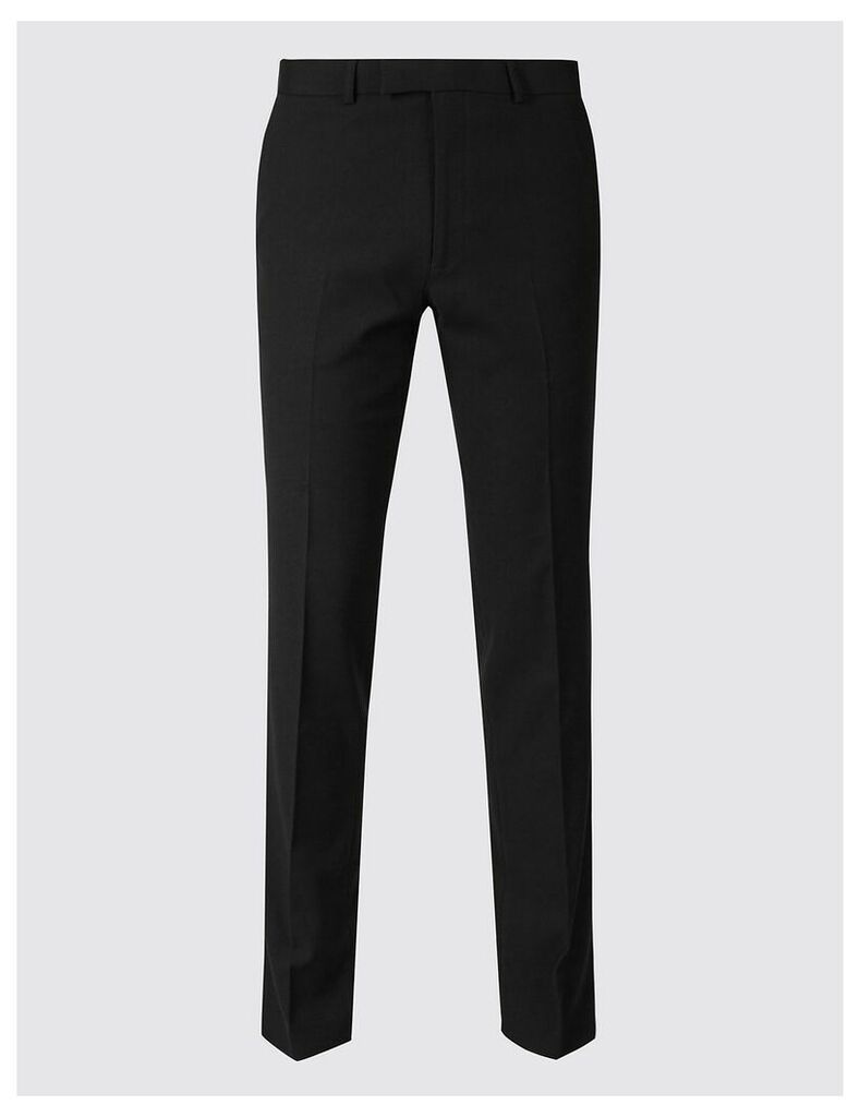 M&S Collection Big & Tall Black Textured Slim Fit Trousers