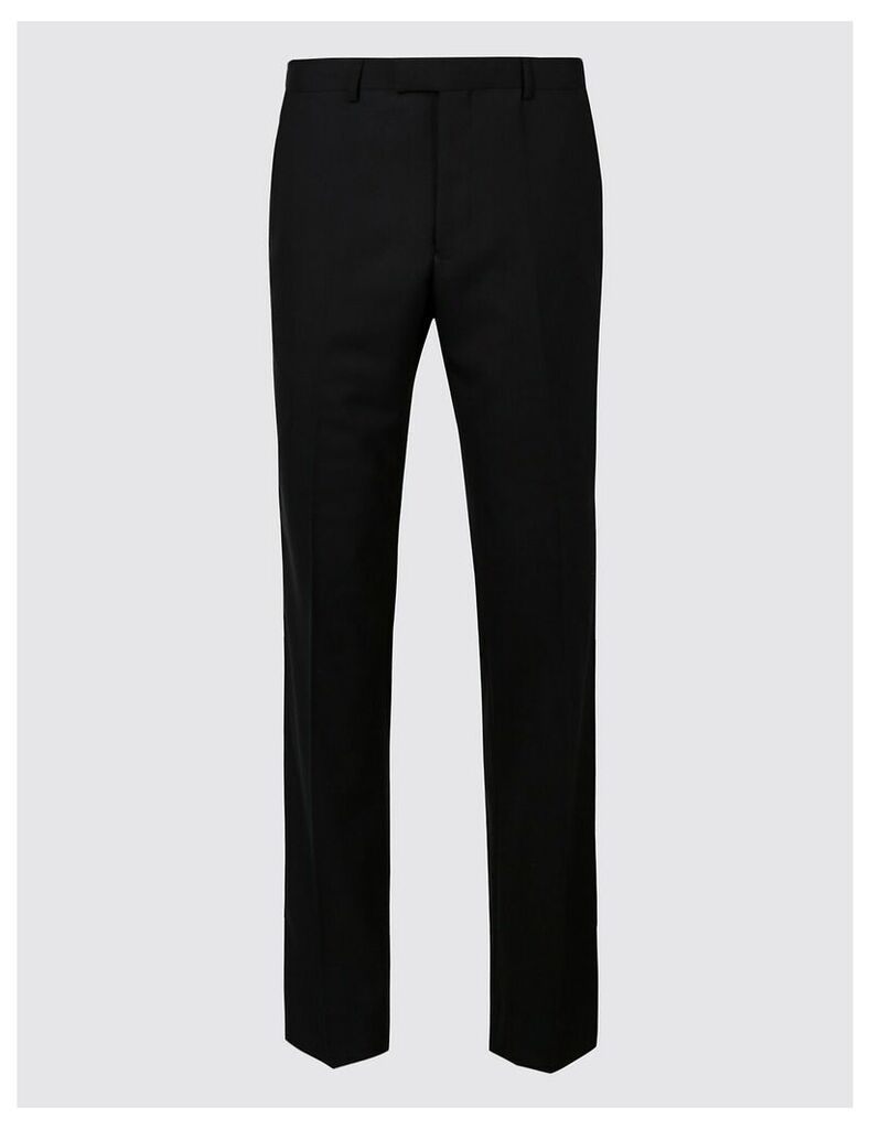 M&S Collection Luxury Black Regular Fit Wool Dinner Trousers