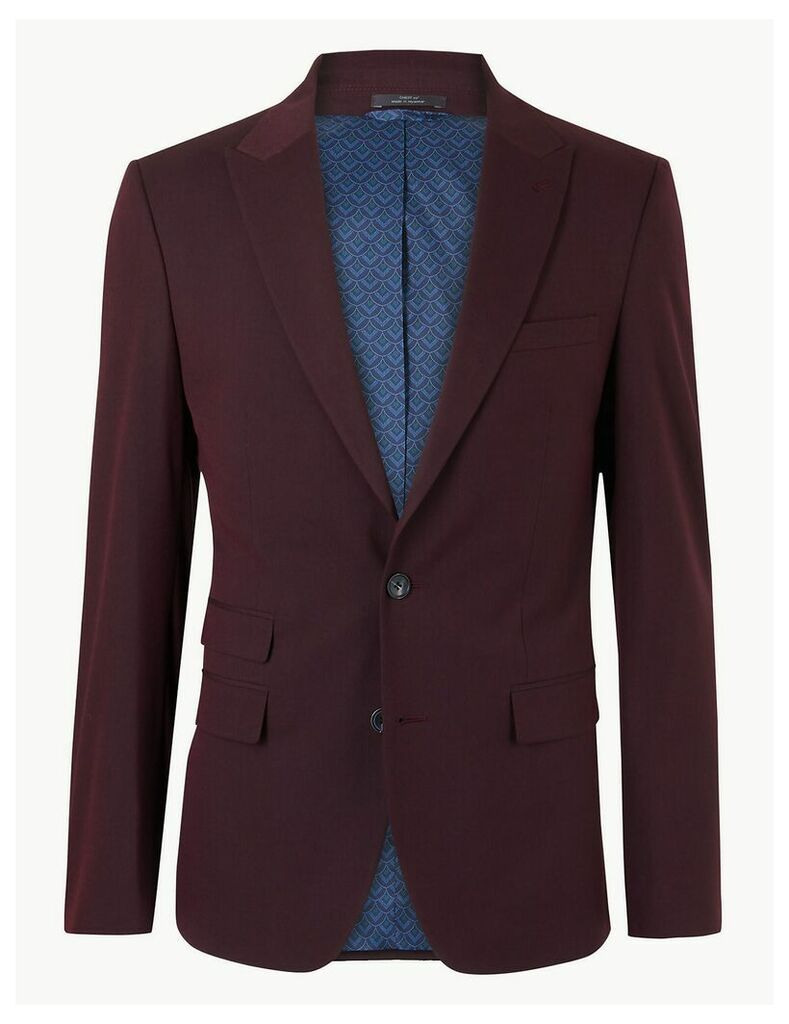M&S Collection Burgundy Slim Fit Jacket with Stretch