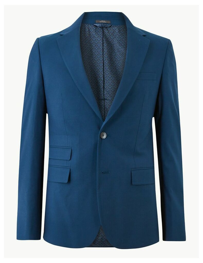 M&S Collection Blue Slim Fit Jacket with Stretch