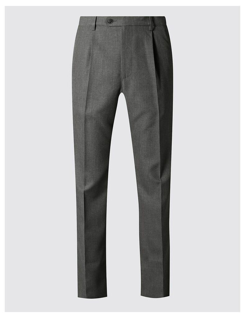 M&S Collection Regular Fit Single Pleated Trousers