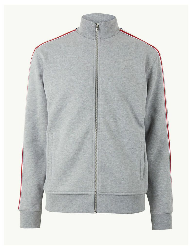 M&S Collection Cotton Rich Sweatshirt with Side Stripe