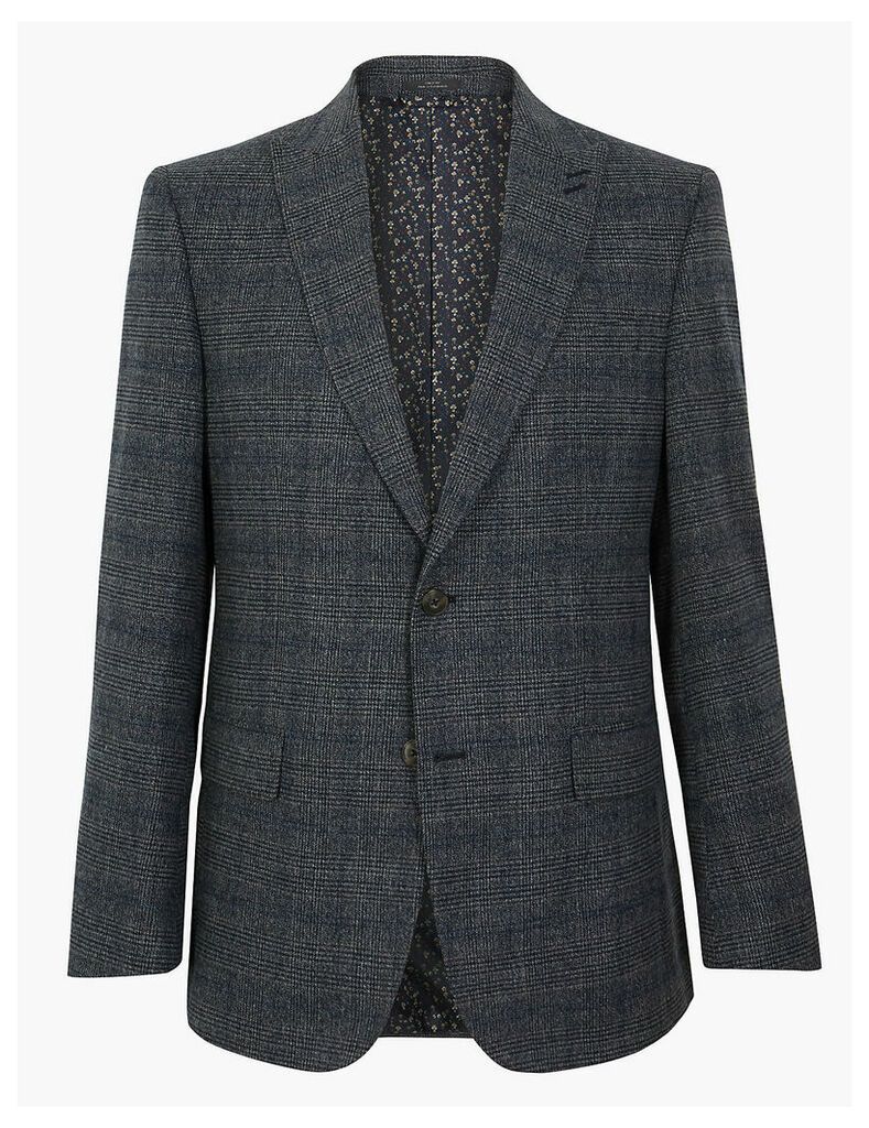 M&S Collection Blue Regular Fit Checked Jacket