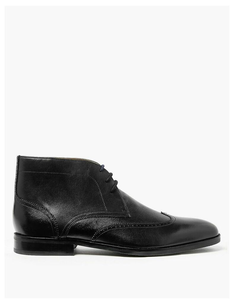 M&S Collection Leather Lace-up Brogue Chukka Boots