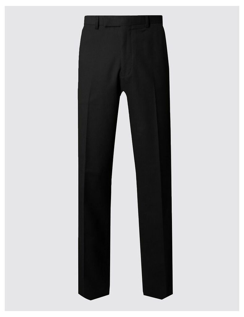 M&S Collection Luxury Black Regular Fit Wool Trousers