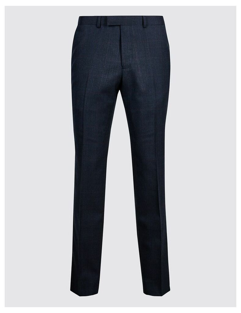 M&S Collection Luxury Navy Slim Fit Wool Trousers
