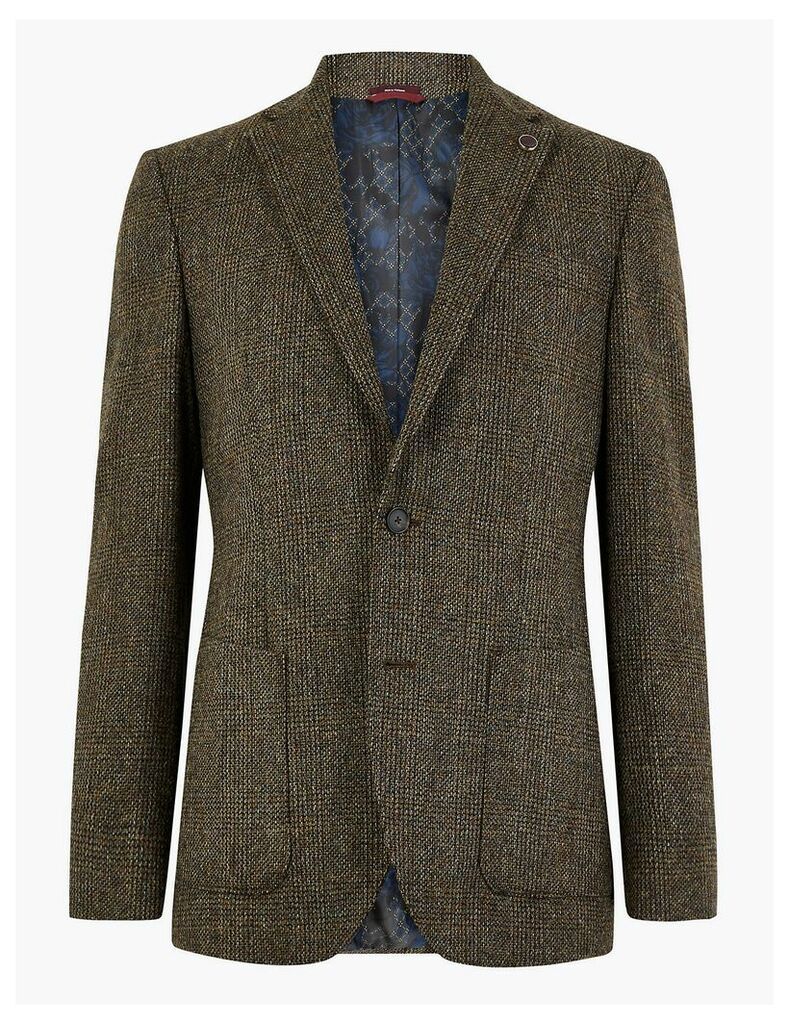 M&S Collection Luxury Pure Wool Checked Jacket