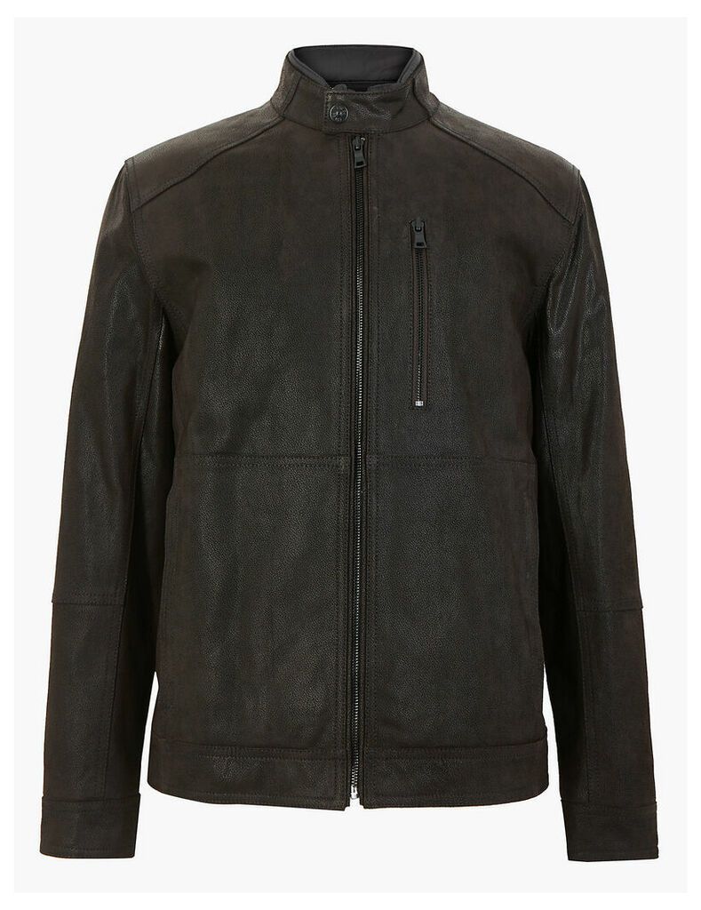 M&S Collection Double Collar Leather Biker Jacket