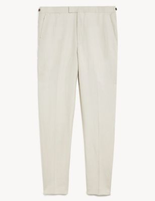 Mens Slim Fit Silk And Linen Trousers