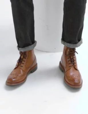 Mens Leather Goodyear Welted Casual Boots