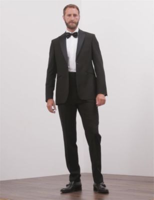 Mens Tailored Fit Wool Tuxedo Trousers