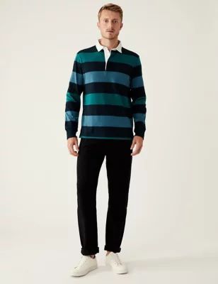 Mens Pure Cotton Striped Rugby Shirt