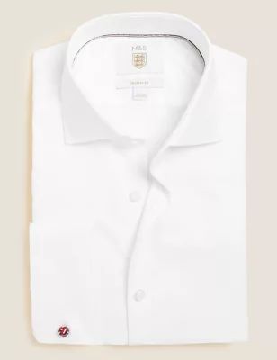 Mens Tailored Fit Cotton Rich Stretch Shirt