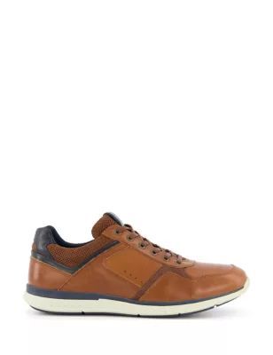 Mens Leather Lace-Up Trainers