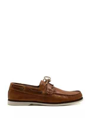 Mens Leather Slip-On Boat Shoes