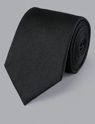 Mens Textured Pure Silk Tie