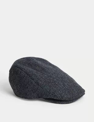 Mens Wool Rich Textured Flat Cap with Stormwear™