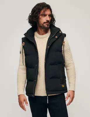 Mens Hooded Quilted Padded Gilet