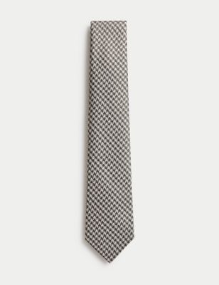 Mens Pure Silk Dogstooth Tie