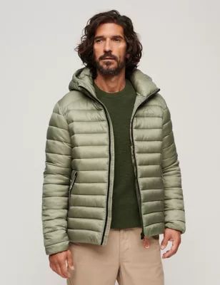 Mens Quilted Padded Hooded Puffer Jacket