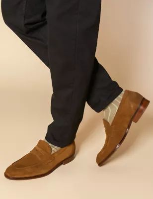 Mens Suede Slip-On Loafers