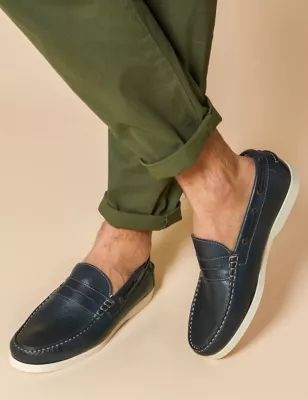 Mens Leather Slip-On Loafers