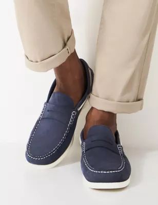 Mens Leather Slip-On Boat Shoes