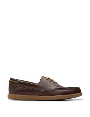 Mens Leather Flat Boat Shoes