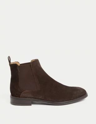 Mens Suede Pull-On Chelsea Boots