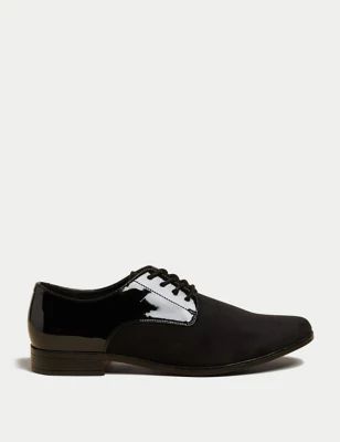 Mens Velvet and Patent Derby Shoes