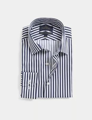 Mens Slim Fit Luxury Cotton Bold Stripe Shirt