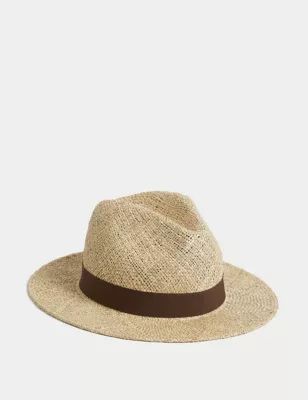 Mens Textured Straw Ambassador Hat