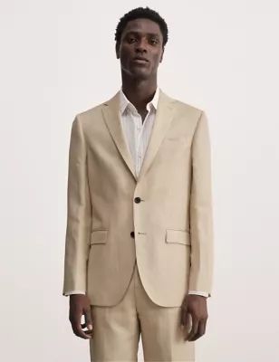 Mens Tailored Fit Linen Blend Suit Jacket