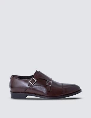 Mens Wide Fit Leather Double Monk Strap Shoes