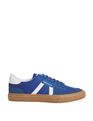 Mens Canvas Lace Up Stripe Trainers