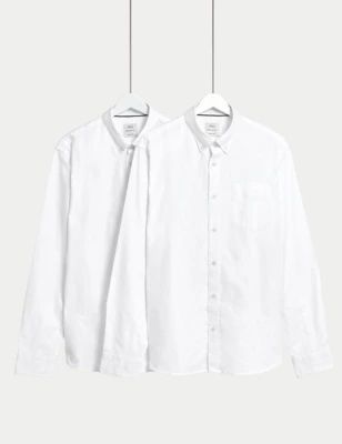 Mens 2pk Easy Iron Pure Cotton Oxford Shirts