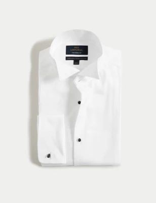 Mens Tailored Fit Luxury Cotton Double Cuff Dress Shirt