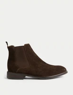 Mens Wide Fit Suede Pull-On Chelsea Boots