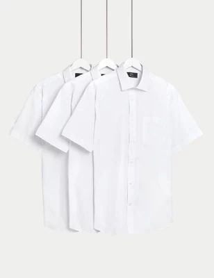 Mens 3pk Regular Fit Easy Iron Short Sleeve Shirts