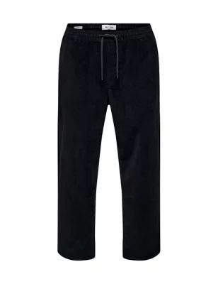 Mens Loose Fit Corduroy Elasticated Waist Trousers