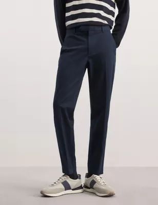 Mens Tapered Fit Italian Flat Front Chinos