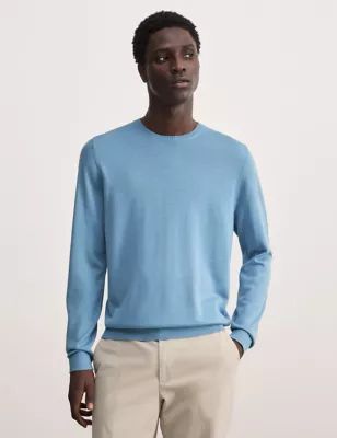 Mens Merino Wool Rich Knitted Jumper with Silk