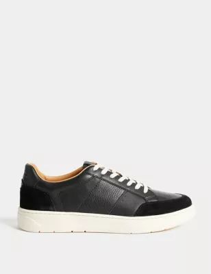 Mens Leather Lace Up Trainers with Freshfeet™