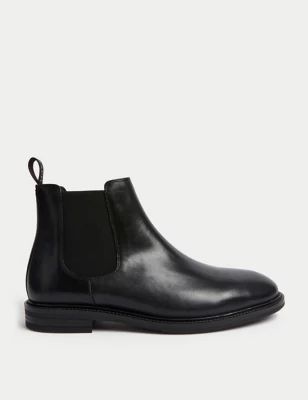 Mens Leather Pull-On Chelsea Boots