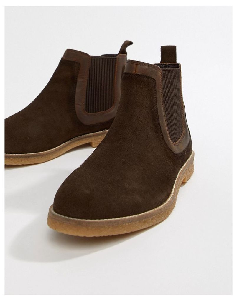 Faux Crepe Chelsea Boot in Brown