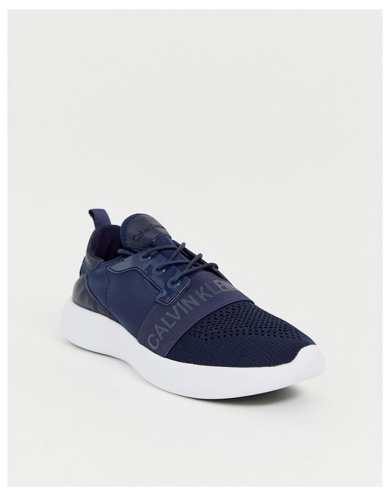 Calvin Klein Mel knitted trainers in navy-White